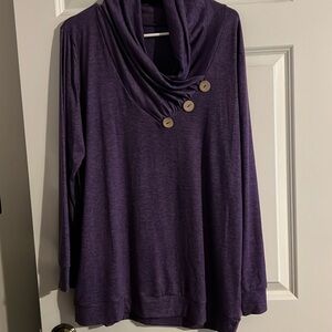 Purple Button Neck Top